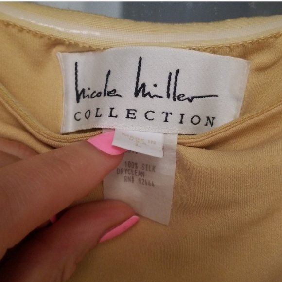 Nicole Miller Silk Gold Festival Shirt - Picture 5 of 5